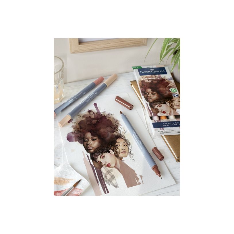 4005401645238-Faber-Castell Goldfaber Aqua Portrait - 6 Feutres double pointe - couleurs assorties-P_405124206_3-1