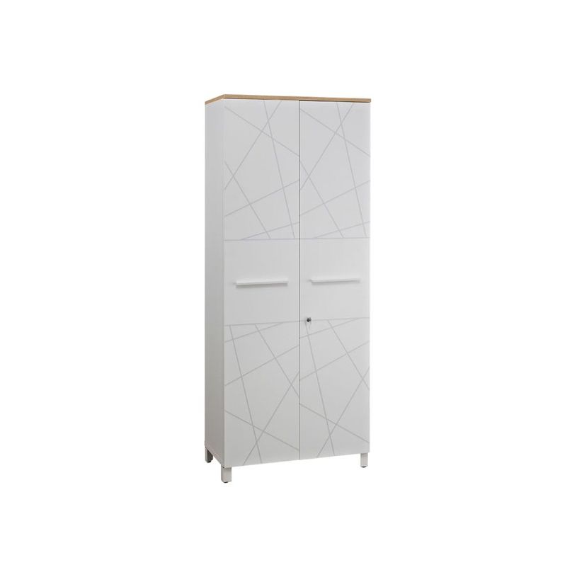 3483600216014-Armoire haute Sunday - L80 x H192 x P42 - 2 portes - façade blanc sérigraphié - SANS TO-P_405124476_1-0