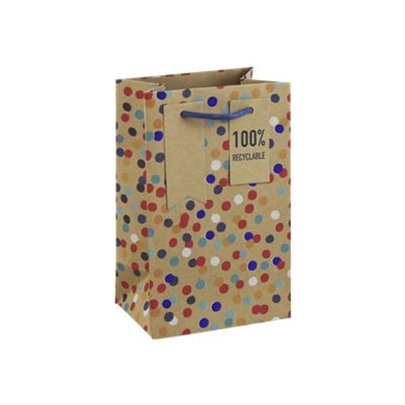 5033601003052-Clairefontaine - Sac cadeau kraft - pois multicolore - 12,7 cm x 9 cm x 20,3 cm-P_405124535_1-0