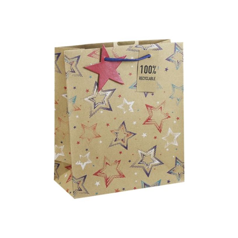 5033601002970-Clairefontaine - Sac cadeau kraft - étoiles multicolore - 21,5 cm x 10,2 cm x 25,3 cm-P_405124537_1-0