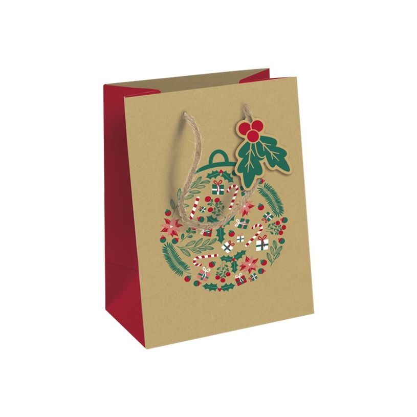 5033601004905-Clairefontaine - Sac cadeau kraft - holly rouge et vert - 21,5 cm x 10,2 cm x 25,3 cm-P_405124577_1-0