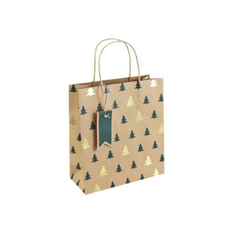 5033601007937-Clairefontaine - Sac cadeau kraft - sapins vert et or - 21,5 cm x 10,2 cm x 25,3 cm-P_405124592_1-0