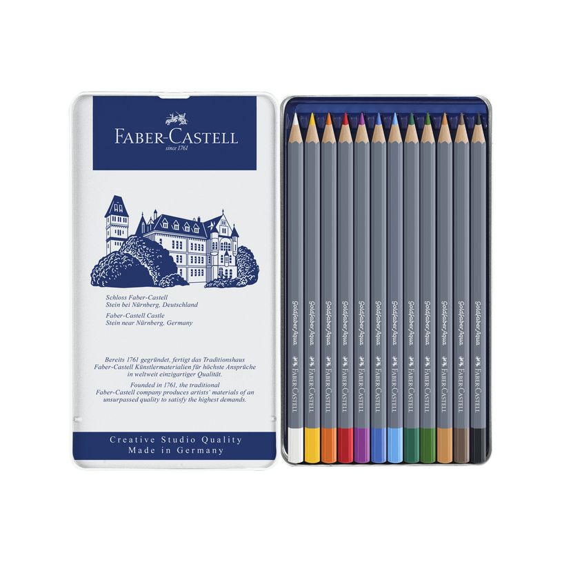 4005401146124-Faber-Castell Goldfaber Aqua - 12 Crayons de couleur aquarellables - couleurs assorties-P_405125087_1-0
