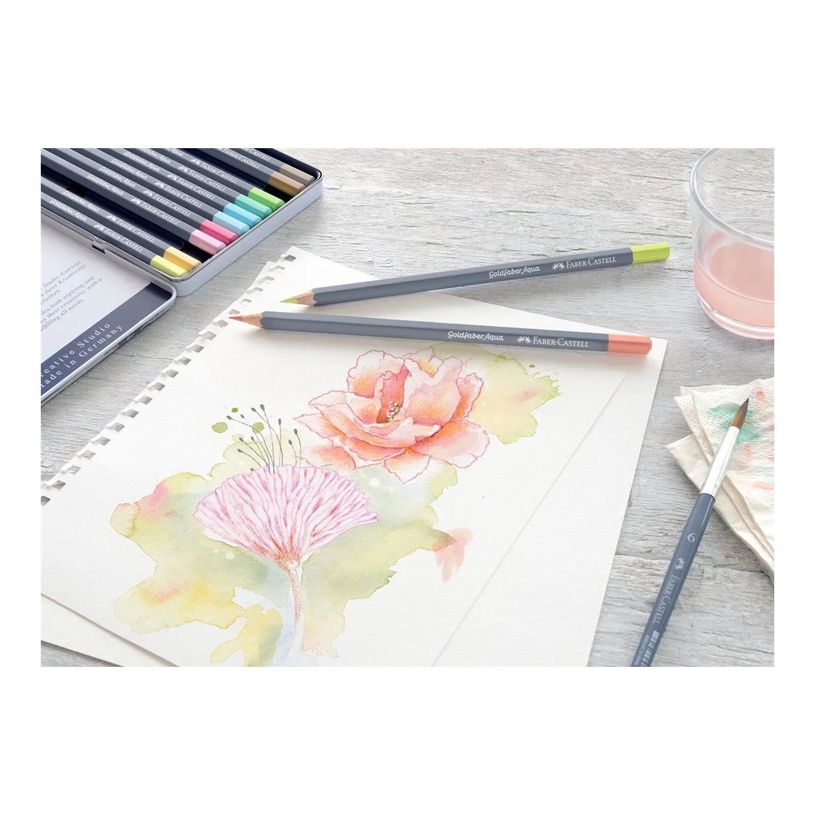 4005401146223-Faber-Castell Goldfaber Aqua - 12 Crayons de couleur aquarellables - couleurs pastels asso-P_405125089_5-3