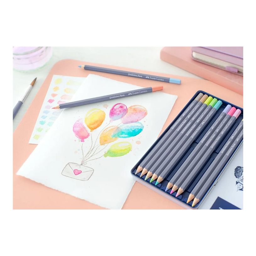 4005401146223-Faber-Castell Goldfaber Aqua - 12 Crayons de couleur aquarellables - couleurs pastels ass-P_405125089_7-10