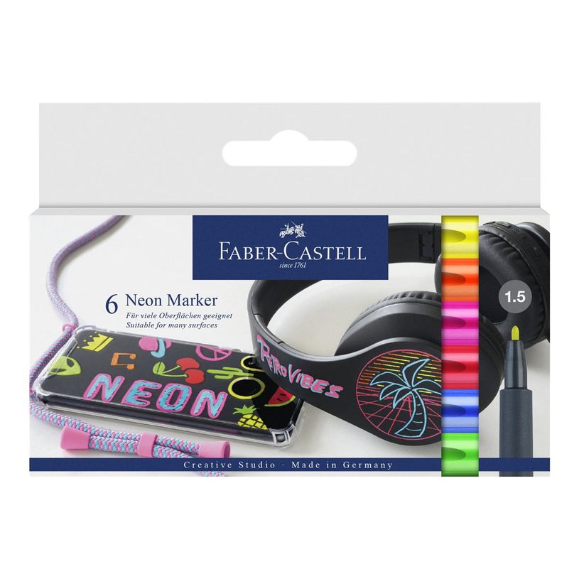 4005401608066-Faber-Castell - 6 Marqueurs toutes surfaces - couleurs néons assorties-P_405125097_7-6