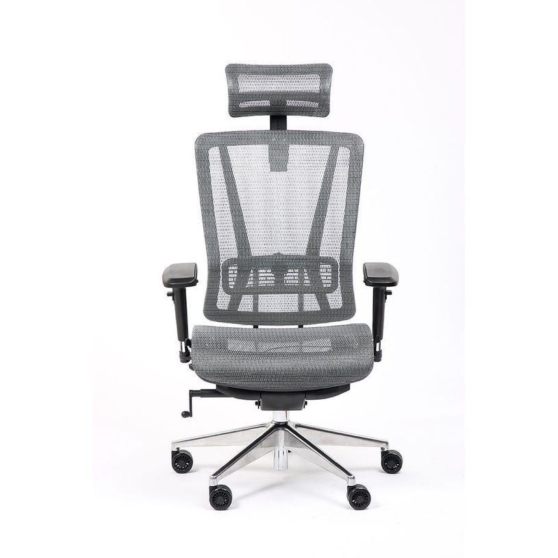 3701338802539-Fauteuil de bureau VASEAT - accoudoirs réglables - appui-tête intégré -  gris-P_405125421_2-1
