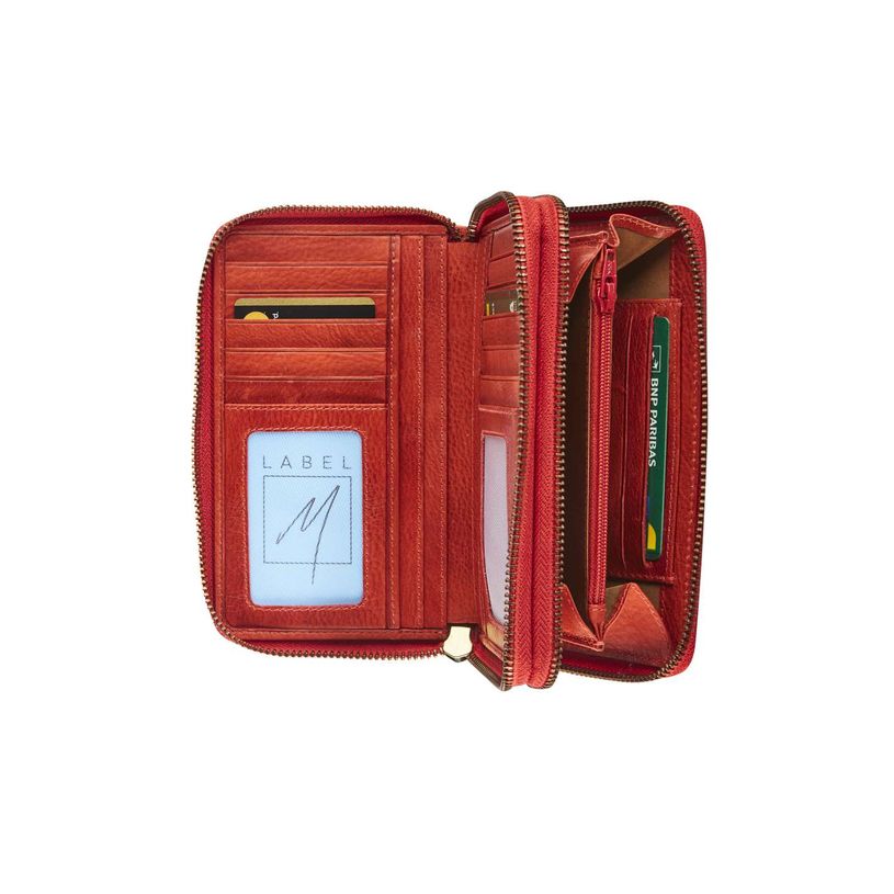 0404051271455-Porte-monnaie double fermeture éclair Savannah - rouge - label M-P_405127145_2-1
