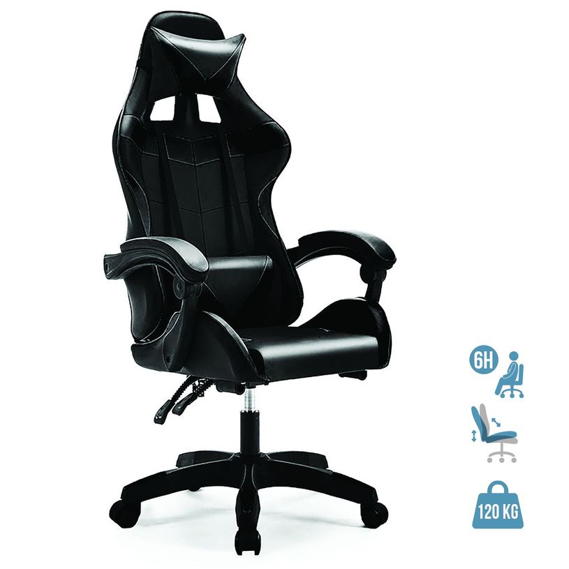 3662313014760-Fauteuil gamer sport TX - accoudoirs fixes - appui-tête intégré - noir-P_405127426_1-0