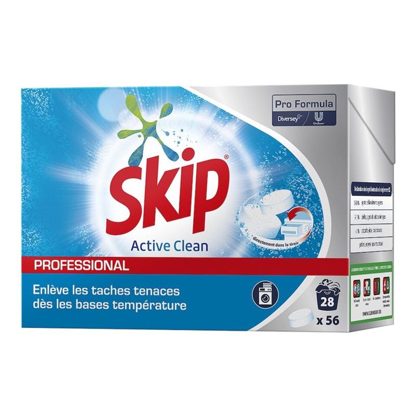 7615400825011-Skip Professional Active Clean détergent (56 tablets) - tablette - boîte - 28 charges (p-P_405128309_1-0