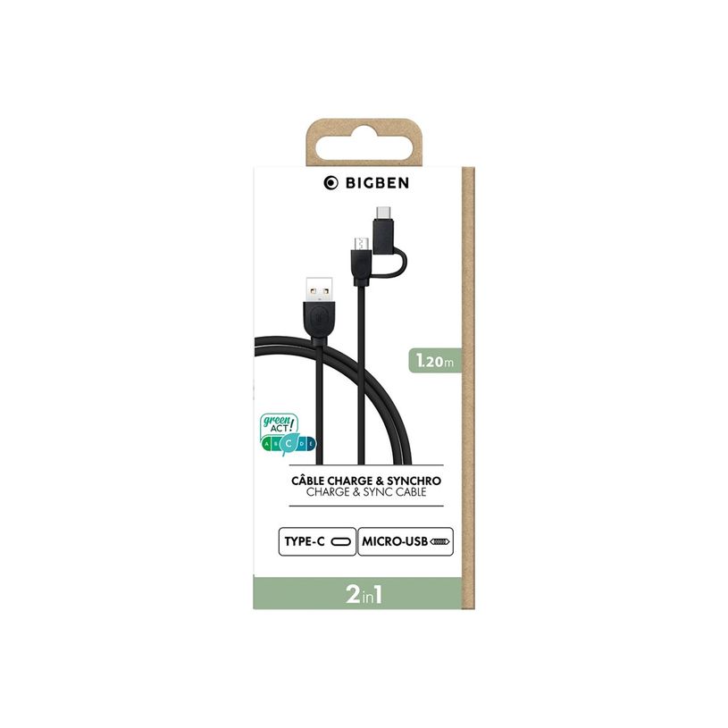 3571211476962-Bigben - câble de charge et de synchronisation USB A/micro USB & USB C - 1.2 m-P_405128381_1-1
