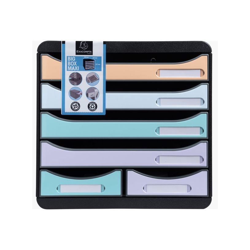 9002491312724-Exacompta Big-Box Maxi Aquarel - Module de classement 6 tiroirs - noir/pastel-P_405128412_1-1