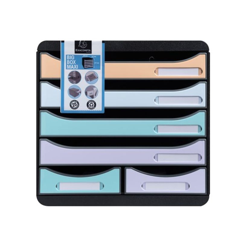 9002491312724-Exacompta Big-Box Maxi Aquarel - Module de classement 6 tiroirs - noir/pastel-P_405128412_7-0