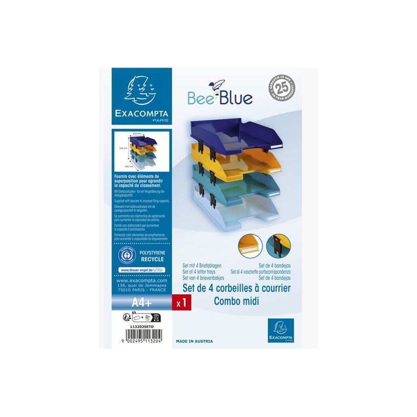 9002495113204-Exacompta BeeBlue - Lot de 4 corbeilles à courrier - couleurs assorties-P_405128440_1-9