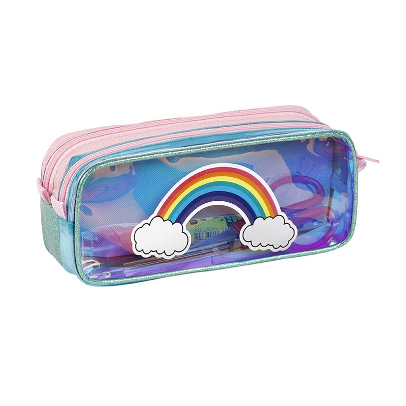 3135258773134-Trousse rectangulaire Bubbles - 2 compartiments - rose - Viquel-P_405128646_4-3