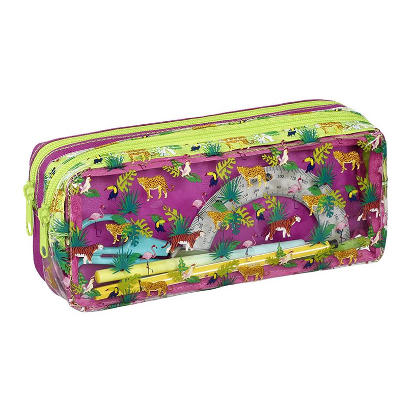 3135258223523-Trousse rectangulaire Jungle - 2 compartiments - 2 modèles disponibles - Viquel-P_405128662_4-3