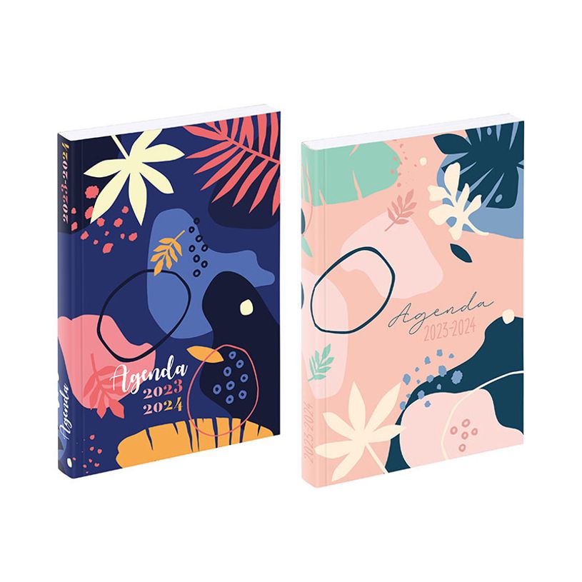 3135257463371-Agenda Fleurs Abstraites - 1 jour par page - 12 x 17 cm - rose ou bleu - Viquel-P_405128702_1-0