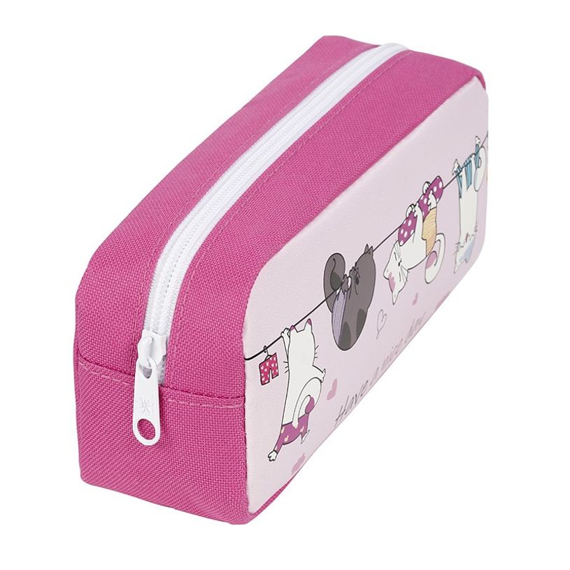 3135250993400-Trousse rectangulaire Lovely Cats - 1 compartiment - rose - Viquel-P_405128712_3-2