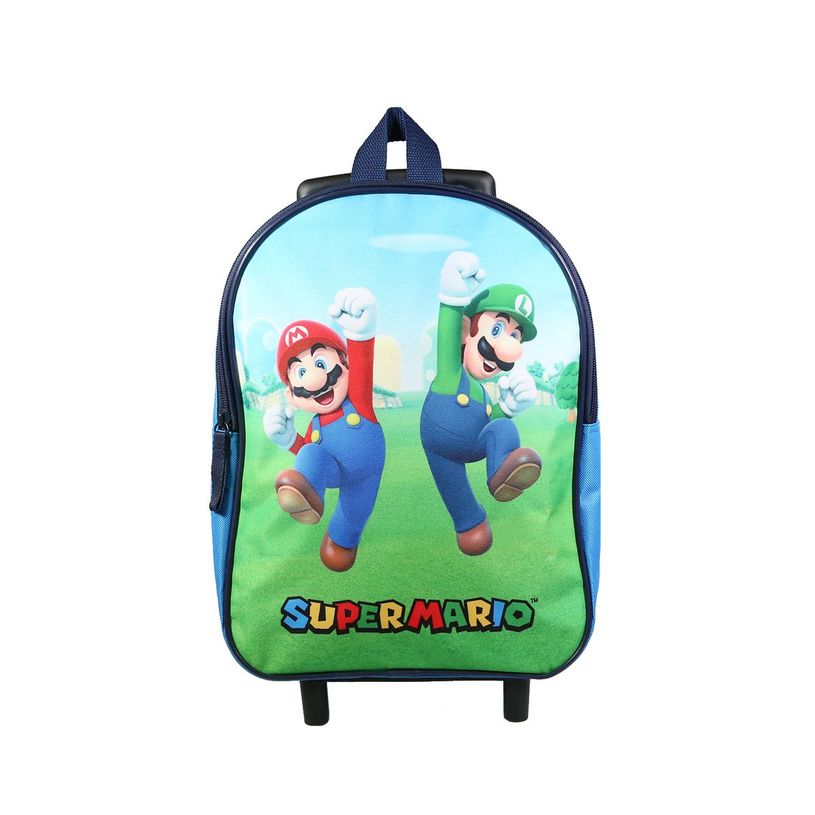 3666311015781-Sac maternelle à roulettes Super Mario - 1 compartiment - bleu - Bagtrotter-P_405128776_1-0