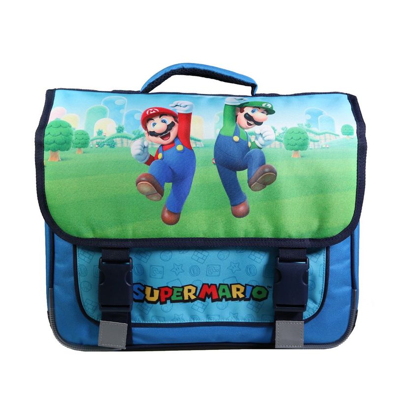 3666311015774-Cartable Super Mario 38 cm - 2 compartiments - bleu - Bagtrotter-P_405128777_1-0