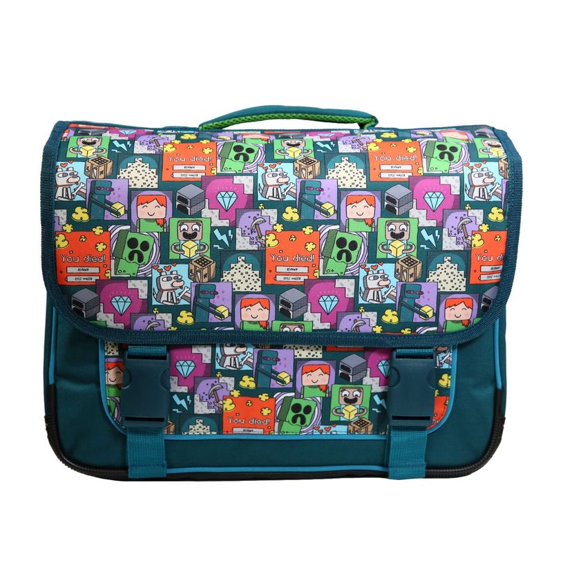 3666311004815-Cartable Minecraft 38 cm - 2 compartiments - vert - Bagtrotter-P_405128835_1-0