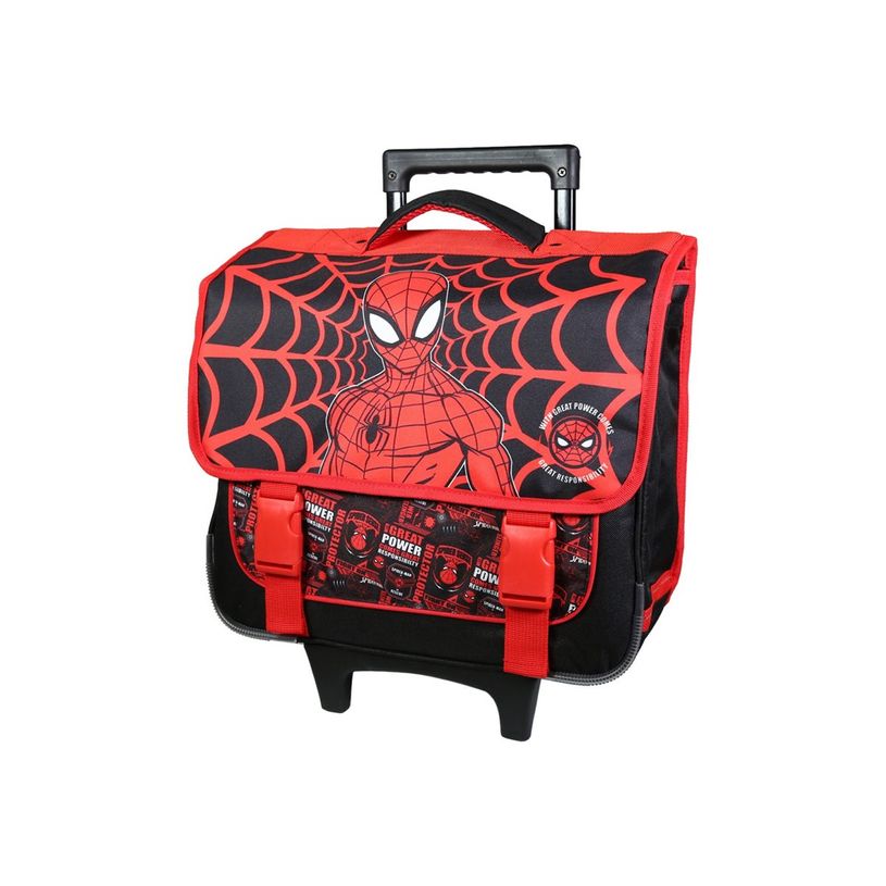 3666311013091-Cartable à roulettes Spiderman 38 cm - 2 compartiments - rouge - Bagtrotter-P_405128847_4-9