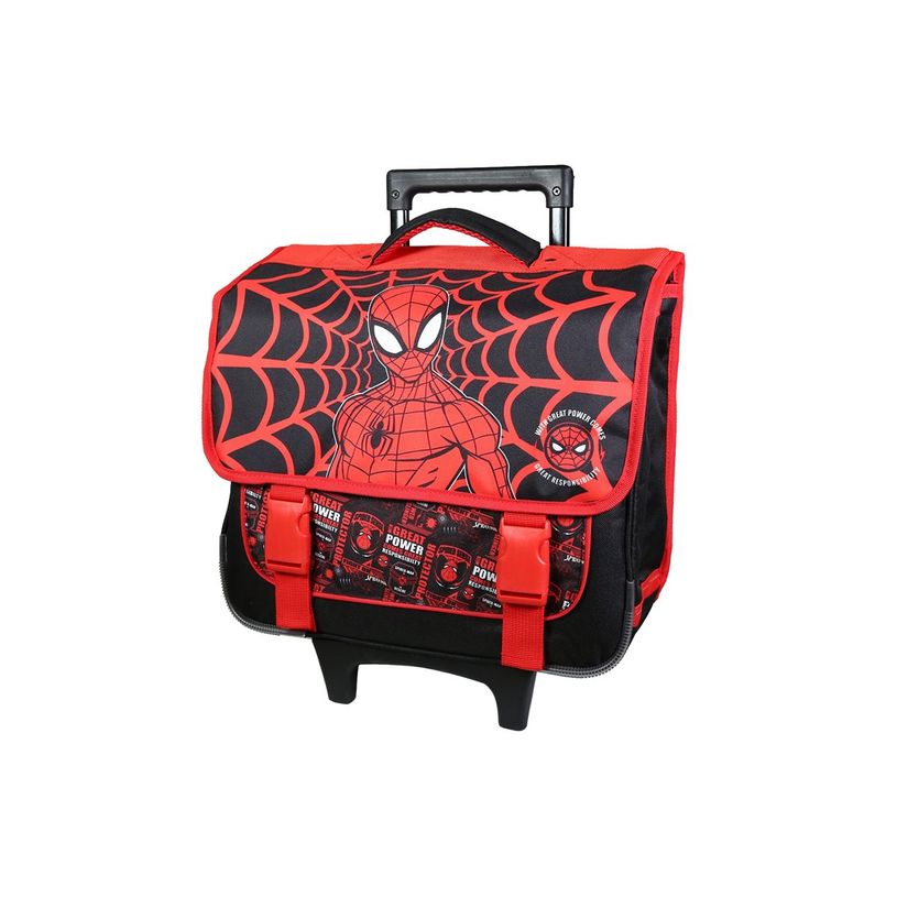 3666311013091-Cartable à roulettes Spiderman 38 cm - 2 compartiments - rouge - Bagtrotter-P_405128847_9-4
