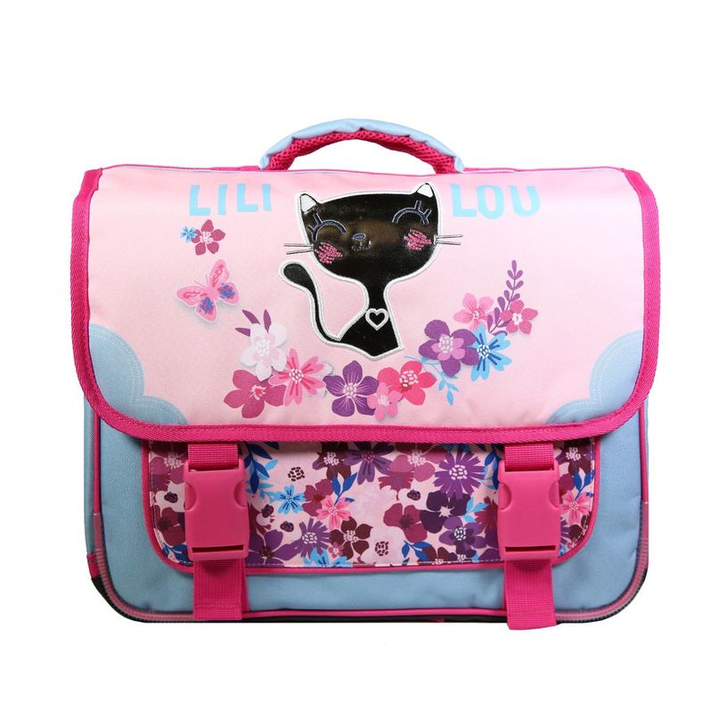 3666311012353-Cartable Lililou 38 cm - 2 compartiments - rose - Bagtrotter-P_405128873_1-0