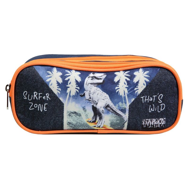 3666311010786-Trousse rectangulaire Vorax Dinosaure - 2 compartiments - bleu - Bagtrotter-P_405128927_1-0