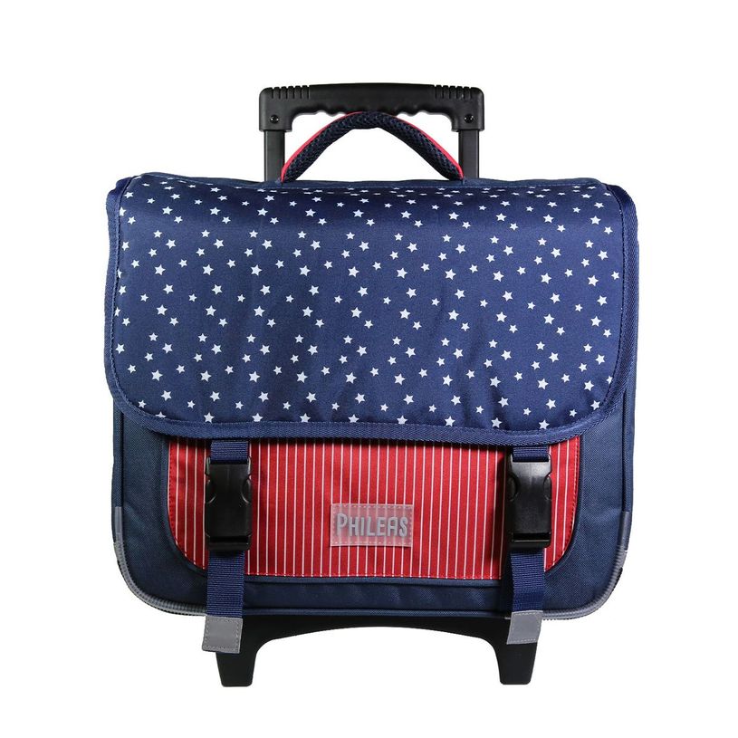 3666311010205-Cartable à roulettes Phileas Etoiles 38 cm - 2 compartiments - bleu - Bagtrotter-P_405128962_1-0