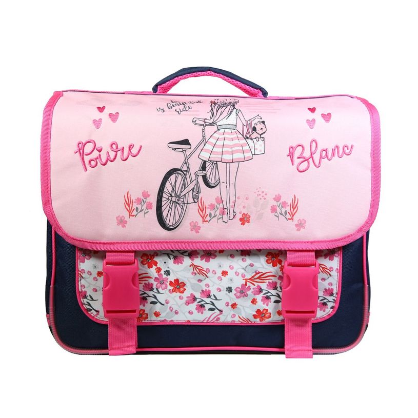 3666311009735-Cartable Poivre Blanc vélo 38 cm - 2 compartiments - rose - Bagtrotter-P_405128980_1-0