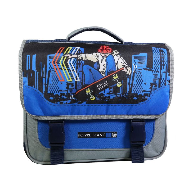 3666311009612-Cartable Poivre Blanc skate 38 cm - 2 compartiments - bleu - Bagtrotter-P_405128984_1-0