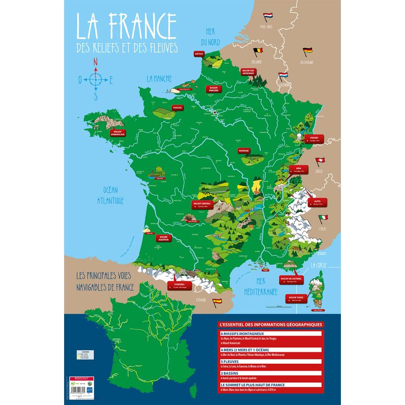 3592930008395-Poster pédagogique Reliefs & Fleuves de France - 52 x 76 cm - Bouchut--0