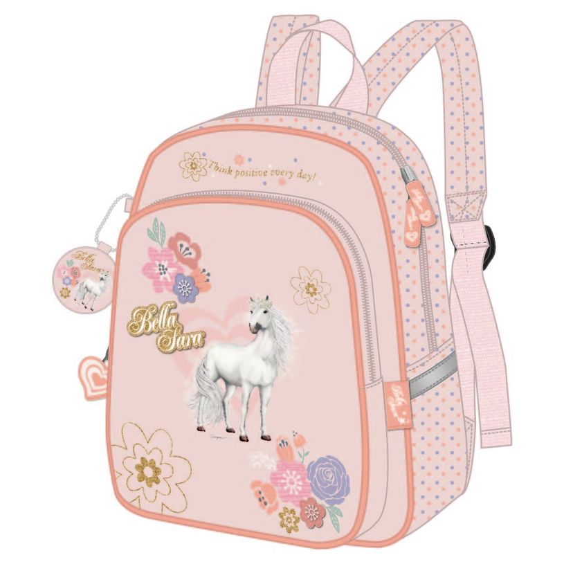 3661507520421-Sac à dos maternelle Bella Sara Romantic - 1 compartiment - rose poudré - Kid'Abord-P_405129132_1-0