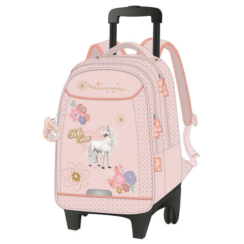 3661507522425-Sac à dos à roulettes Bella Sara Romantic - 1 compartiment - rose poudré - Kid'Abord-P_405129133_1-0