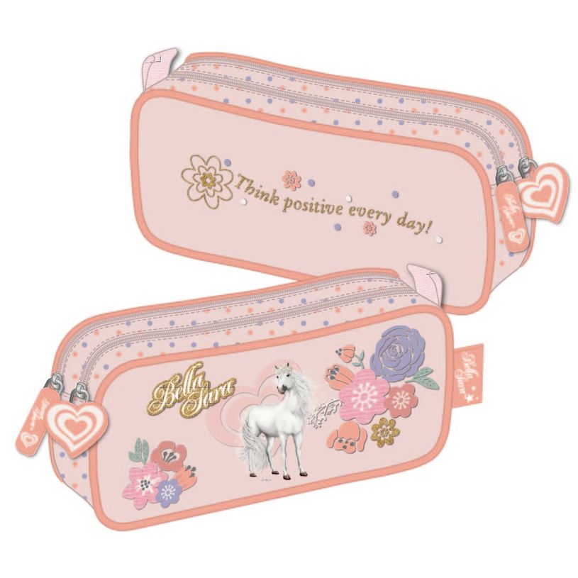 3661507527420-Trousse rectangulaire Bella Sara Romantic - 2 compartiments - rose poudré - Kid'Abord-P_405129136_1-0