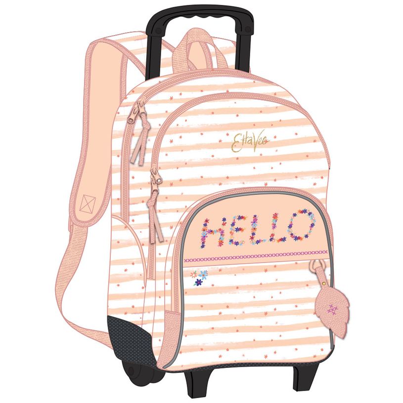 3661507222547-Sac à dos à roulettes EttaVee Hello - 2 compartiments - rose clair - Kid'Abord-P_405129199_1-0