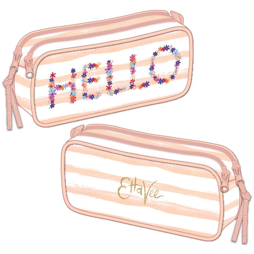 3661507227542-Trousse rectangulaire EttaVee Hello - 2 compartiments - rose clair - Kid'Abord-P_405129201_1-0