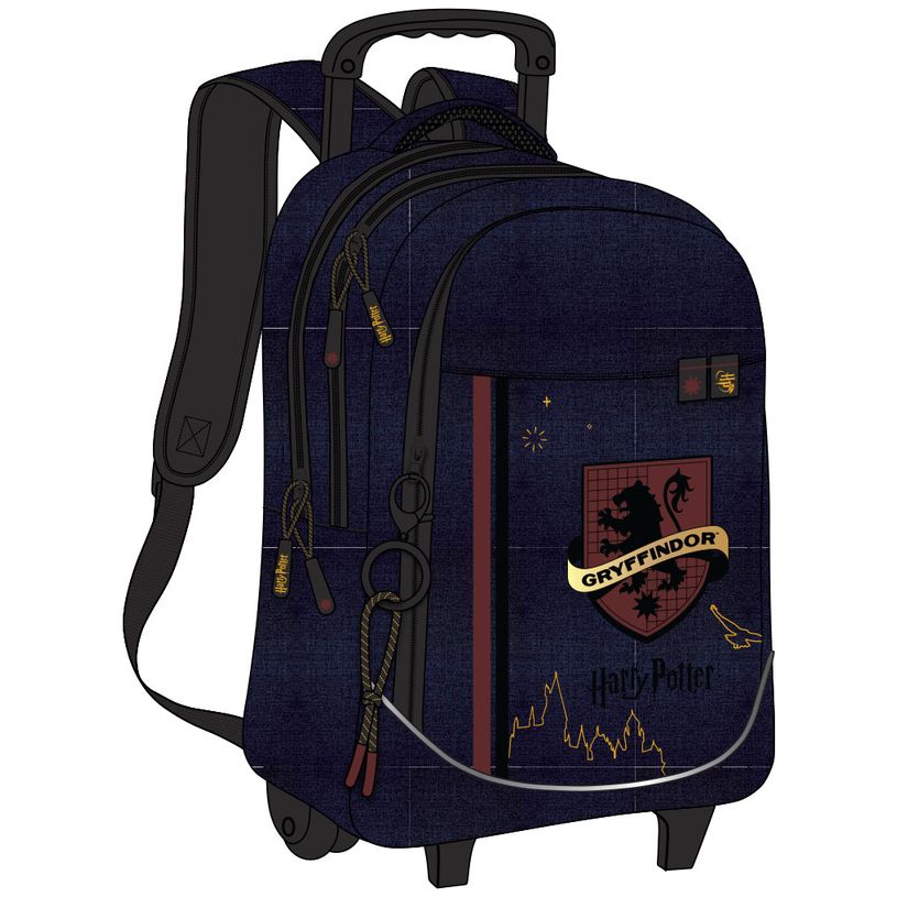 3661507522784-Sac à dos à roulettes Harry Potter Gryffondor - 2 compartiments - marine - Kid'Abord-P_405129228_1-0