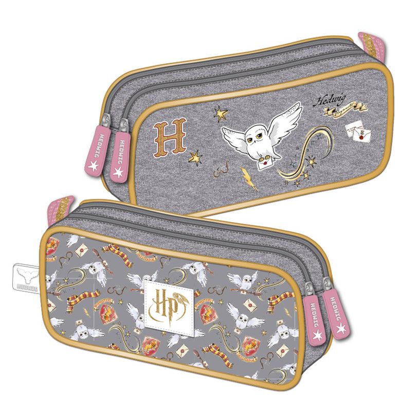 3661507527802-Trousse rectangulaire Harry Potter Hedwig - 2 compartiments - violet pastel - Kid'Abord-P_405129240_1-0
