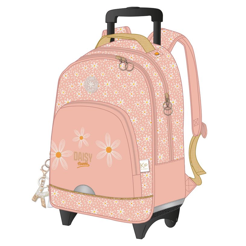 3661507022635-Sac à dos à roulettes KIP Daisy - 2 compartiments - rose poudré - Kid'Abord-P_405129277_1-0