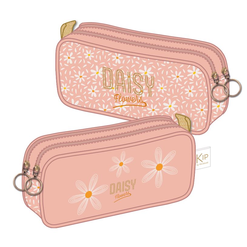 3661507027630-Trousse rectangulaire KIP Daisy - 2 compartiments - rose poudré - Kid'Abord-P_405129280_1-0