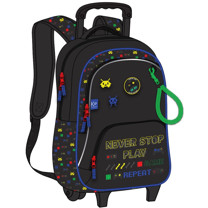 3661507022659-Sac à dos à roulettes KIP Game Zone - 1 compartiment - noir - Kid'Abord-P_405129286_1-0