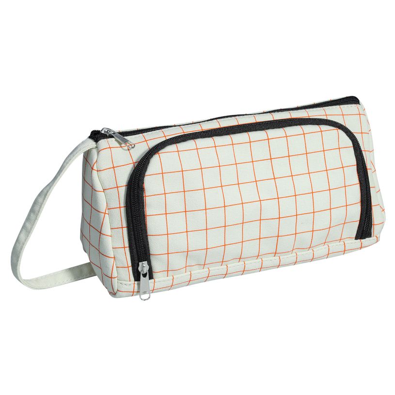 3173748250208- Trousse Walker Canvas grid - 1 compartiment - orange/noir-P_405129382_1-0