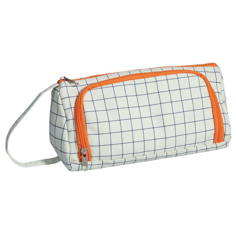 3173743250203- Trousse Walker Canvas grid - 1 compartiment - marine/orange-P_405129383_1-0