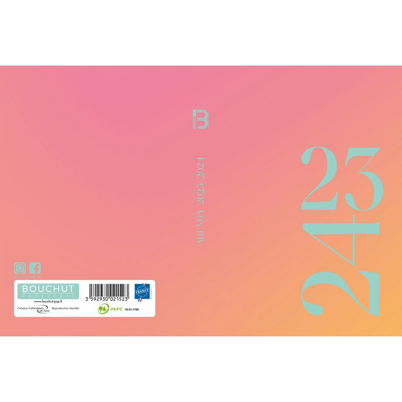 3592930021523-Agenda Dip Dye - 1 jour par page - 12,5 x 17,5 cm - orange - Bouchut-P_405129389_1-0