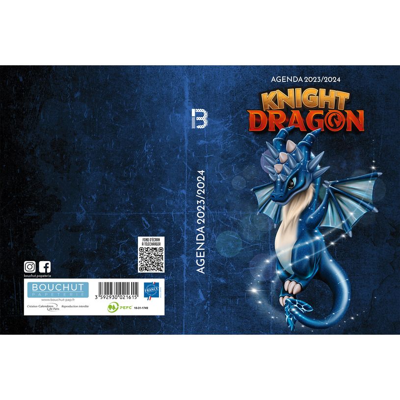 3592930021615-Agenda Dragon Knight - 1 jour par page - 12,5 x 17,5 cm - bleu - Bouchut-P_405129395_1-0