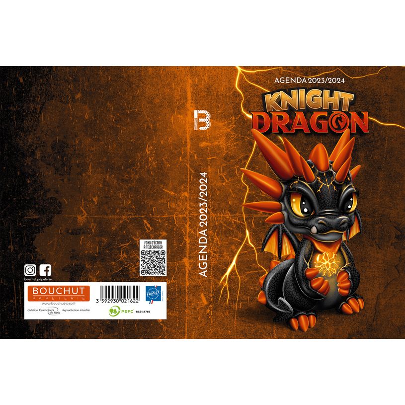 3592930021622-Agenda Dragon Knight - 1 jour par page - 12,5 x 17,5 cm - orange - Bouchut-P_405129396_1-0