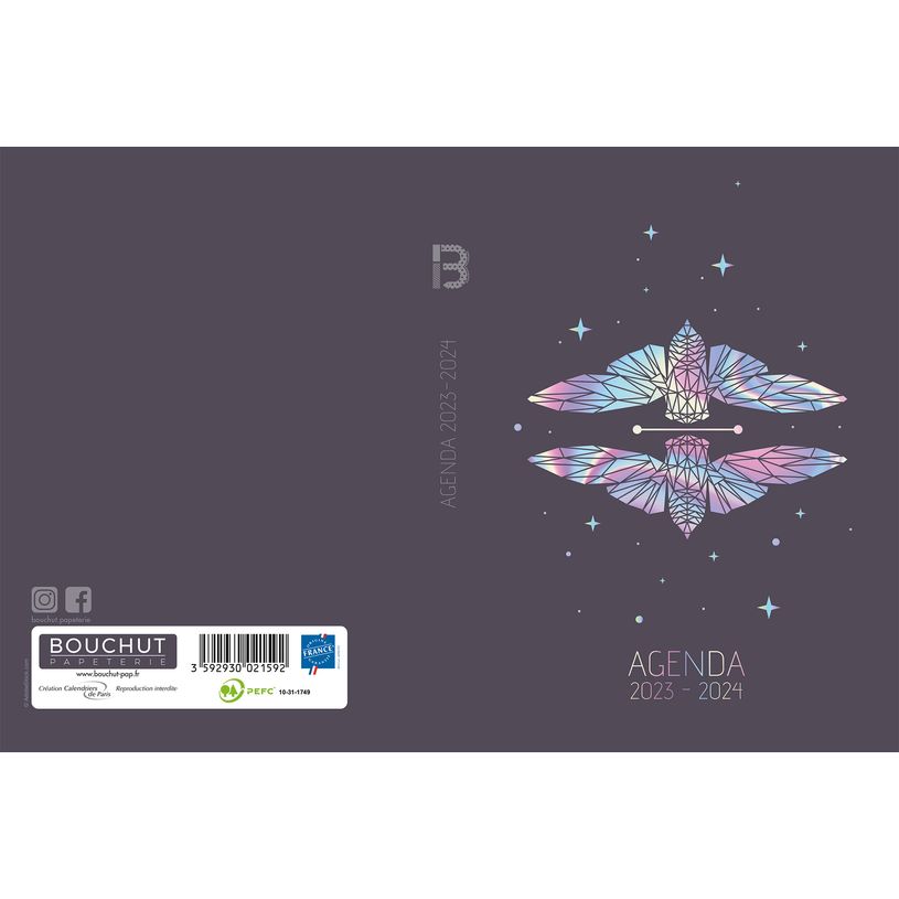 3592930021592-Agenda Girly - 1 jour par page - 12,5 x 17,5 cm - papillon - Bouchut-P_405129402_1-0