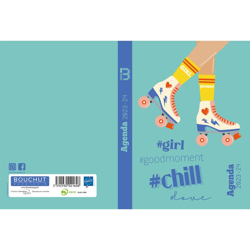 3592930021608-Agenda Girly - 1 jour par page - 12,5 x 17,5 cm - rollers - Bouchut-P_405129403_1-0